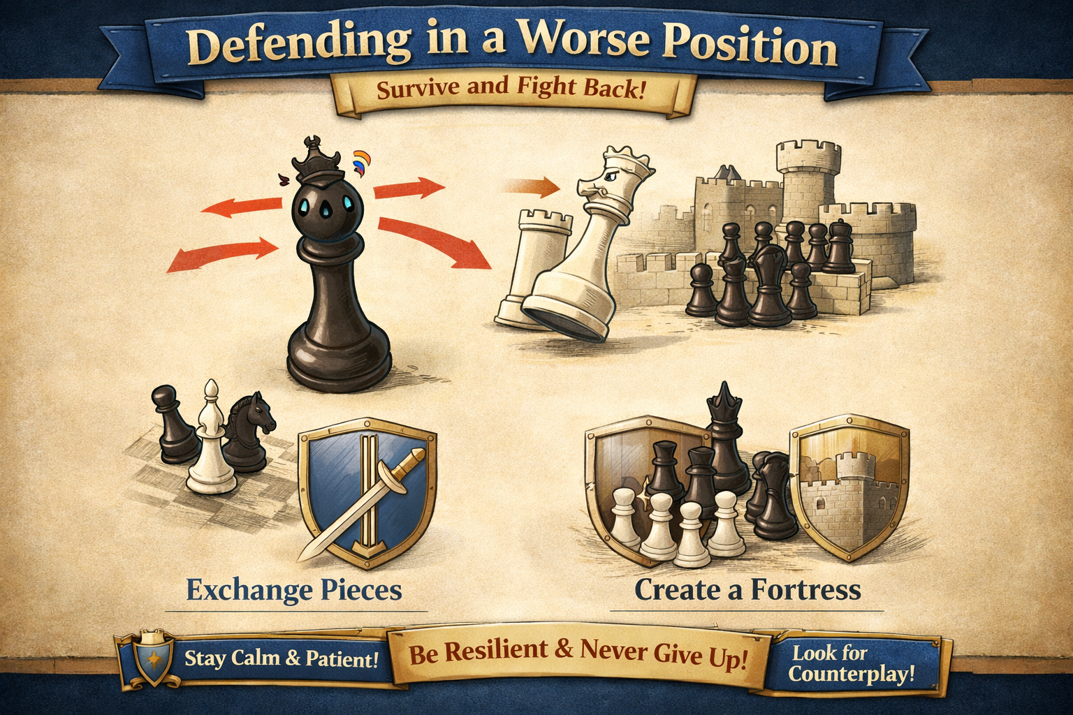 How to defend a worse position?